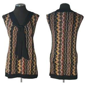 Liz & Co. – Sleeveless Knit Stretch Tie Detail Print Top – Extra Large XL